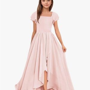 Pink Asymmetrical Ruffled Sundress for Wedding Guest